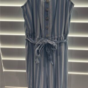 Justice Blue and White Striped Midi Dress